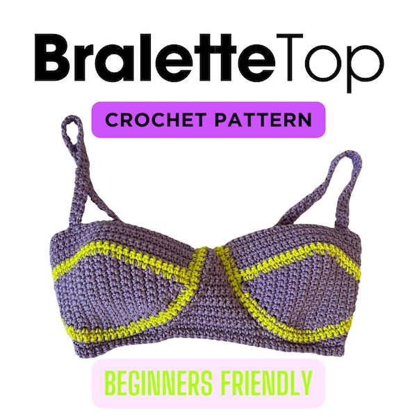 INSTANT DOWNLOAD Pattern Crochet bikini Bralette Top  tutorial english.