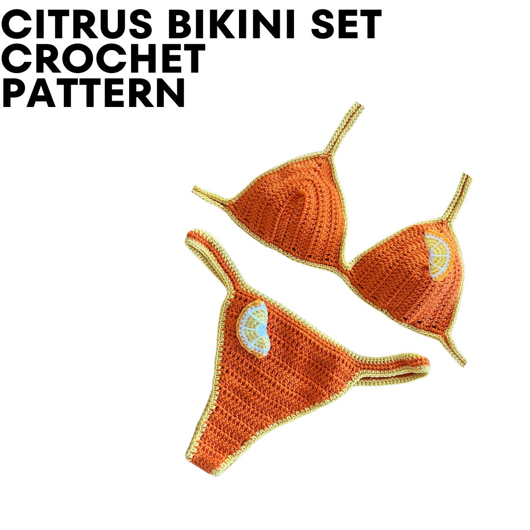 29 Bikini Crochet Patterns for Summer Beachwear, Retro Sets, and Handmade Gifts 4 Citrus bikini crochet pattern easy