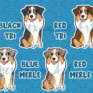 Sticker Australische herder || Aussie chibi puppy, vinyl, handgetekende illustratie, briefpapier, digitale kunst, kawaii