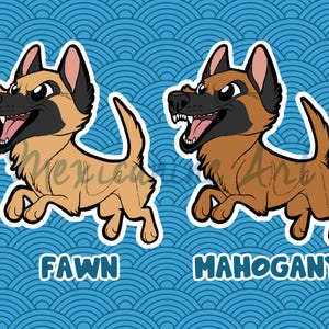 Mechelaar-sticker || Belgische Mechelaar puppy, vinyl, handgetekende illustratie, briefpapier, digitale kunst, kawaii