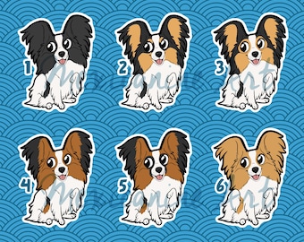 Papillon Sticker || Chibi Puppy Dog, Vinyl, Hand Drawn Illustration, Stationery, Digital Art, Kawaii
