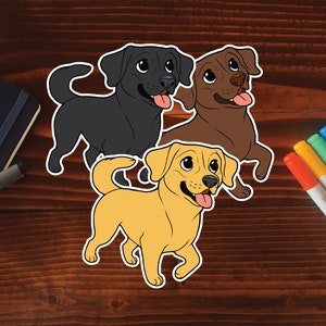 Labrador Retriever Sticker || Chibi Puppy Dog, Vinyl, Hand Drawn Illustration, Stationery, Digital Art, Kawaii