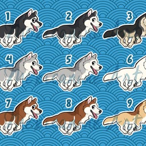 Autocollant husky sibérien || Chiot chibi, Vinyle, Illustration dessinée à la main, Papeterie, Art numérique, Kawaii