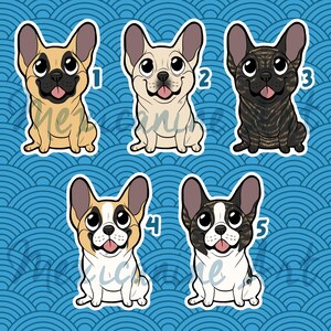 Bulldogge Aufkleber || Frenchie Chibi Welpe Hund, Vinyl, Handgezeichnete Illustration, Briefpapier, Digital Art, Kawaii