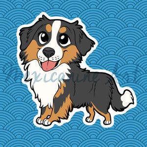 Berner Sennenhund Aufkleber || Berner Chibi Welpe Hund, Vinyl, Hand gezeichnete Illustration, Briefpapier