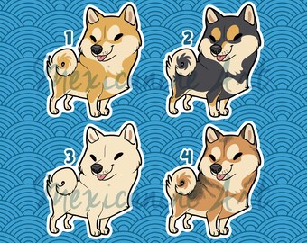 Naklejka Shiba Inu || Szczeniak, winyl, ilustracja rysowana ręcznie, artykuły papiernicze, sztuka cyfrowa, kawaii