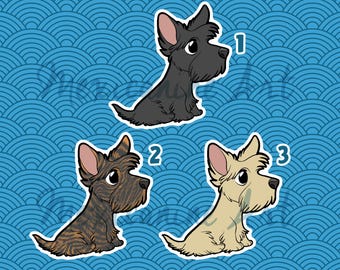 Scottie Sticker || Scottish Terrier Puppy Dog, Vinyl, Hand Drawn Illustration, Stationery, Digital Art