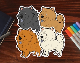 Chow Chow Sticker || Chibi Puppy Dog, Vinyl, Hand Drawn Illustration, Stationery, Digital Art, Kawaii