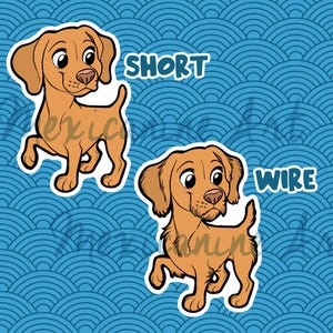 Vizsla Aufkleber || Ungarischer Drahthaar Vizsla-Welpe Hund, Vinyl, Hand gezeichnete Illustration, Briefpapier