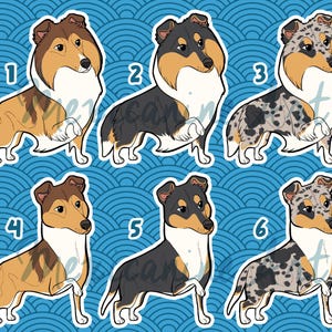 Adesivo Collie // Cucciolo di cane Chibi, Vinile, Illustrazione disegnata a mano, Cancelleria, Arte digitale, Kawaii