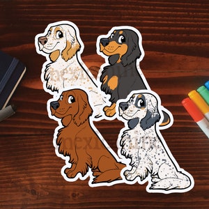 Setter Sticker || Setters Chibi Puppy Dog, Vinyl, Hand Drawn Illustration, Stationery