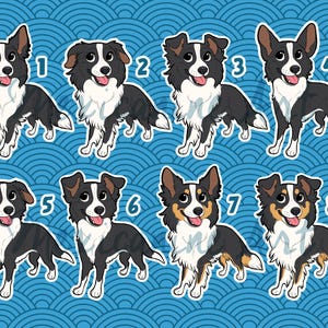Border Collie (Smooth) Aufkleber || Chibi Hündchen, Vinyl, Handgezeichnete Illustration, Briefpapier, Digital Art, Kawaii