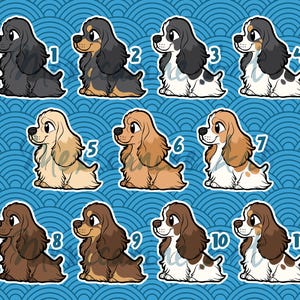 Adesivo Cocker Spaniel Americano // Cucciolo di Cane Chibi, Vinile, Illustrazione Disegnata a Mano, Cancelleria, Arte Digitale, Kawaii