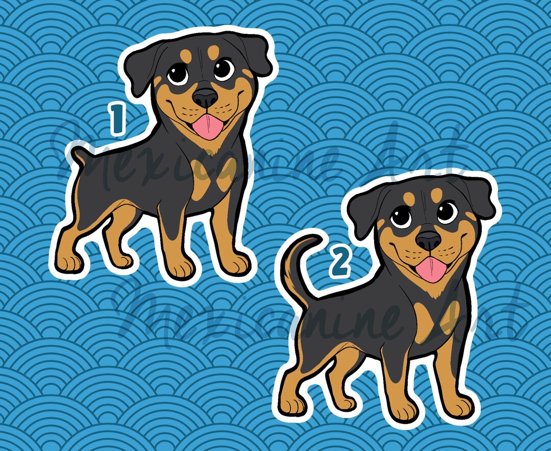 Rottweiler Sticker || Chibi Puppy Dog, Vinyl, Hand Drawn Illustration ...