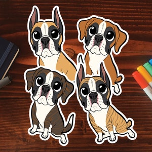 Boxer Dog Sticker || Chibi Puppy Dog, Vinyl, Hand Drawn Illustration, Stationery, Digital Art, Kawaii