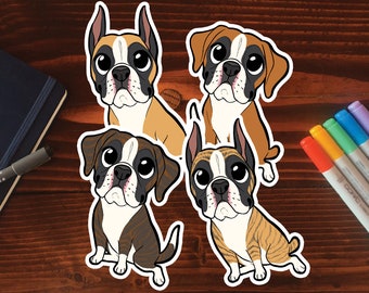 Boxer Dog Sticker || Chibi Puppy Dog, Vinyl, Hand Drawn Illustration, Stationery, Digital Art, Kawaii