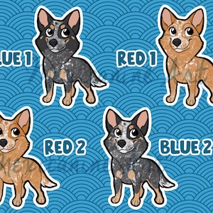 Sticker Australische veedrijvershond || ACD Heeler chibi-puppy, vinyl, handgetekende illustratie, briefpapier, digitale kunst, kawaii