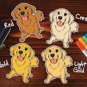 Golden Retriever Sticker || Chibi Puppy Dog, Vinyl, Hand Drawn Illustration, Stationery, Digital Art, Kawaii