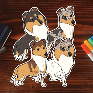 Collie Sticker || Chibi Puppy Dog, Vinyl, Hand Drawn Illustration, Stationery, Digital Art, Kawaii