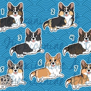 Strickjacke Corgis Aufkleber || Chibi Hündchen, Vinyl, Handgezeichnete Illustration, Briefpapier, Digital Art, Kawaii