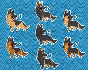 German Shepherd Sticker || Chibi Puppy Dog, Vinyl, Hand Drawn Illustration, Stationery, Digital Art, Kawaii
