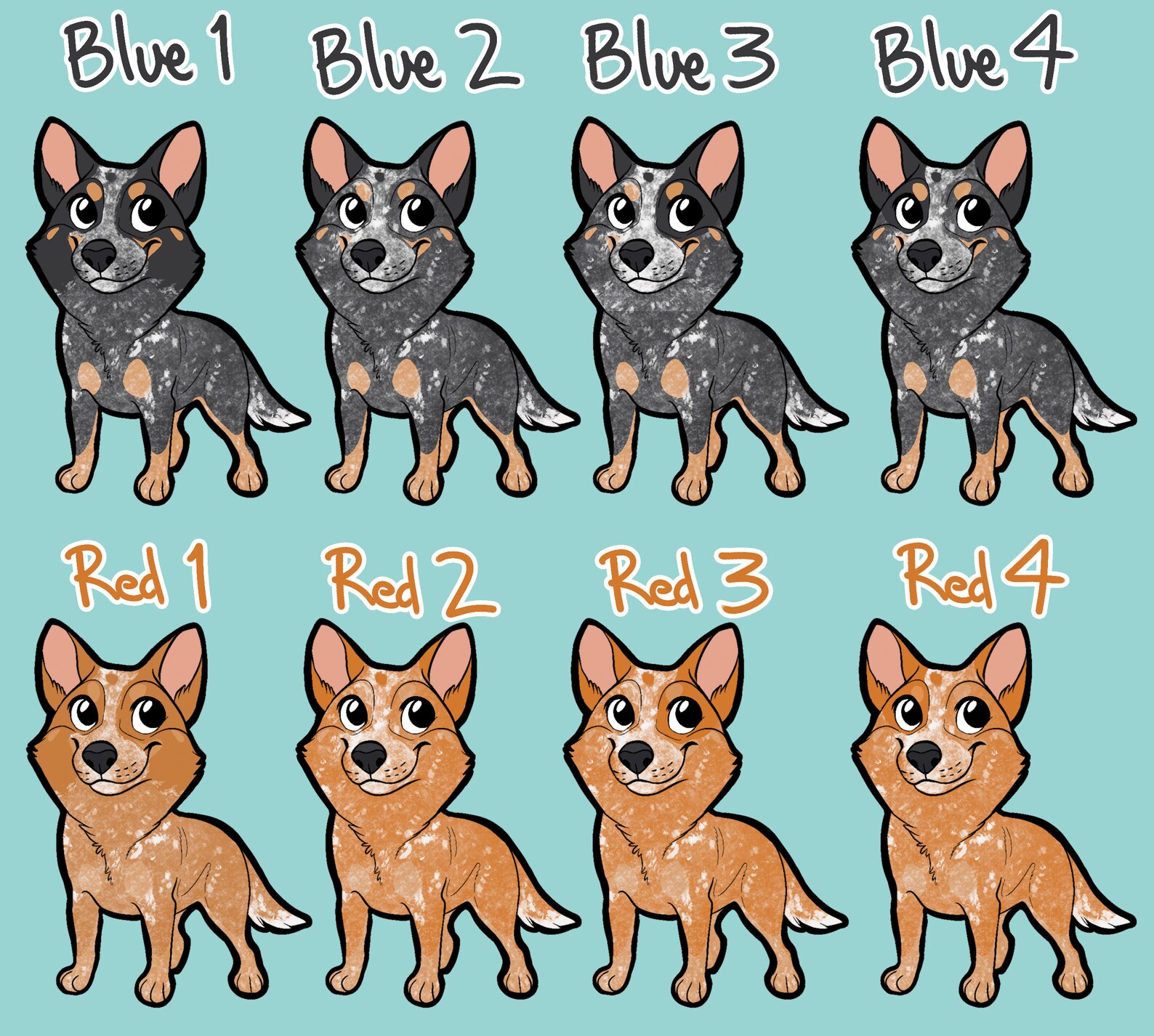 Australian Cattle Dog Sticker ACD Heeler Chibi Puppy Dog Etsy