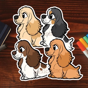 American Cocker Spaniel Sticker || Chibi Puppy Dog, Vinyl, Hand Drawn Illustration, Stationery, Digital Art, Kawaii