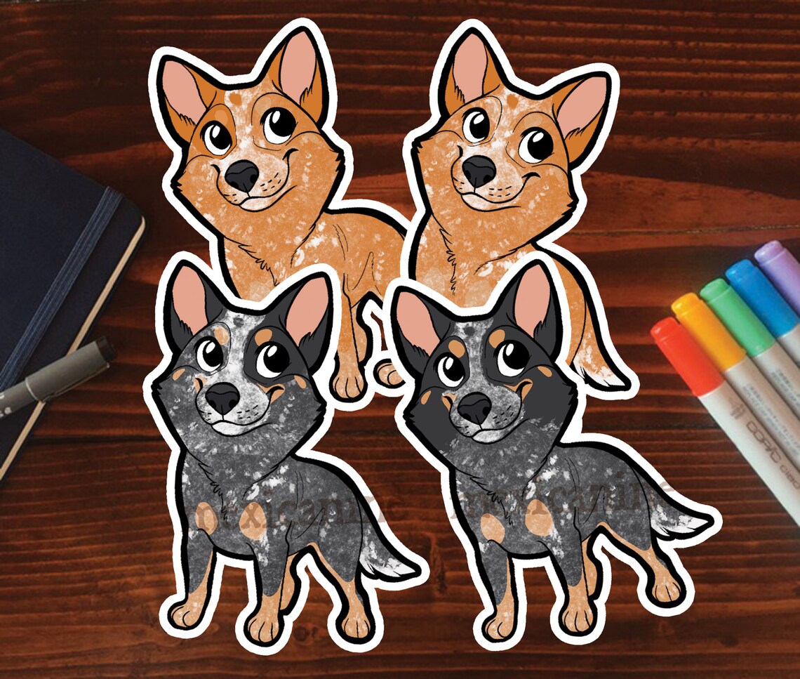 Australian Cattle Dog Sticker ACD Heeler Chibi Puppy Dog Etsy