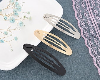 20 PCS/lot ,4cm,5cm,6cm,7cm,8cm Black/silver/gold paint Metal Snap Clips ,baby clips, blank clips. Oval BB clip