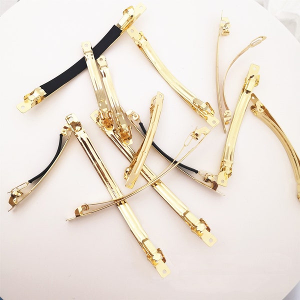 10 PCS 60-100mm High quality french barrettes, goldr Curved top Metal,Hair Barrettes,Blank Barrettes,Baby Clips