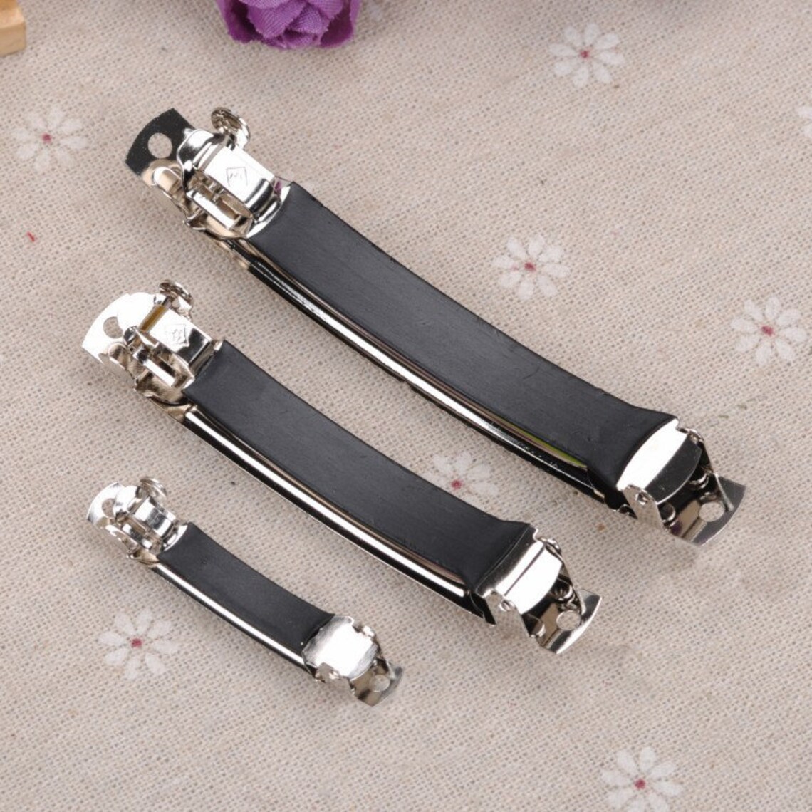 10 PCS 510cm Silver Metal Hair Clips With Rubber Rubber Hair Etsy