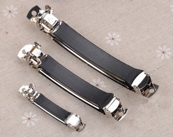 10 PCS 5-10cm Silver Metal Hair clips with rubber, rubber hair clips, Blank Barrette(900-1)