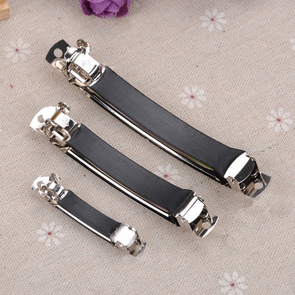 10 PCS 5-10cm Silver Metal Hair clips with rubber, rubber hair clips, Blank Barrette(900-1)