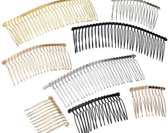 12 pezzi / lotto 10-30 denti pettine per capelli, metallo bastone per capelli, forcella per capelli, accessori per capelli gioielli per capelli, pettini per capelli barrette Base vuota