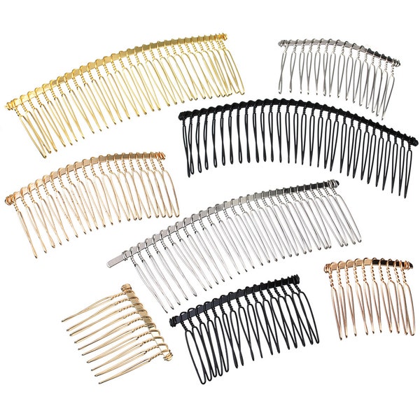 12 Pcs/lot 10-30 teeth hair comb,Metal Hair Stick,Hair Fork,hair accessories Hair Jewelry,Barrette Hair Combs Blank Base
