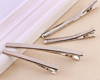 20 PCS Silver Narrow Curved Top Metal Hairpin，Alligator clip (210-120)