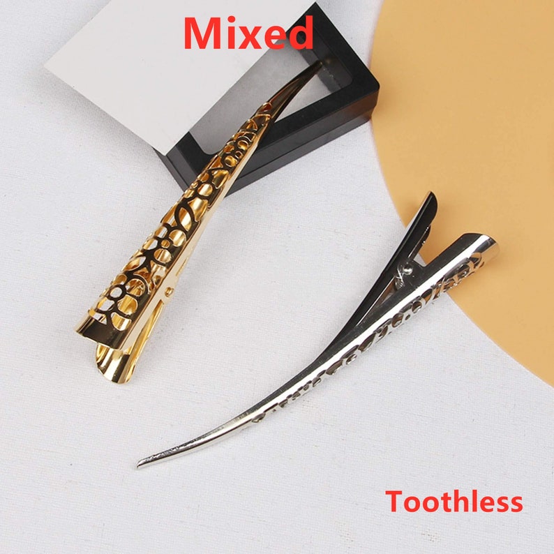 10 Teile / los 13,5 cm Metall Schnabel Clip Party Clip Friseur Positionierung Clip Hohl Entenschnabel Clip DIY Haarschmuck, Gold / Silber Bild 7