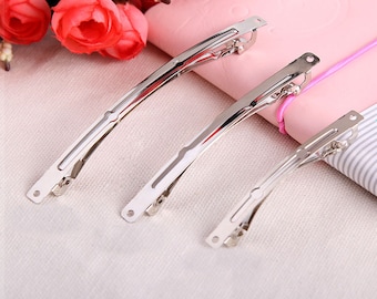 10 PCS 60-100mm High quality french barrettes, Silver Curved top Metal,Hair Barrettes,Blank Barrettes,Baby Clips (1-75)