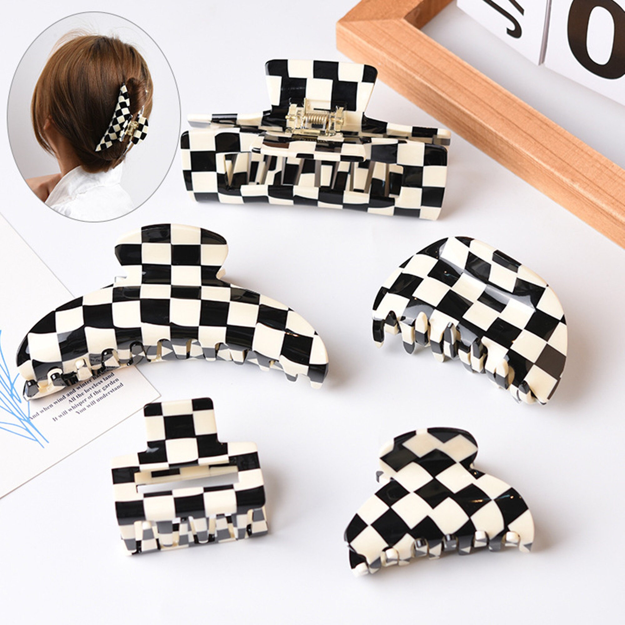 Retro one-word acetic acid small clip, catch bangs with broken hair clip  cute fashionable hair clip side clip hair accessories
