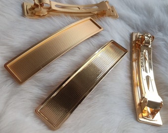 2-10Pcs/lot High quality gold/KC gold 8x1.5CM wide square head flat clip highlight color retention leather hair clip