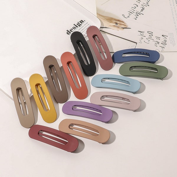 5pcs/lot  Frosted color oval side clip large word clip duck-billed clip female DIY blank hairpin accessories