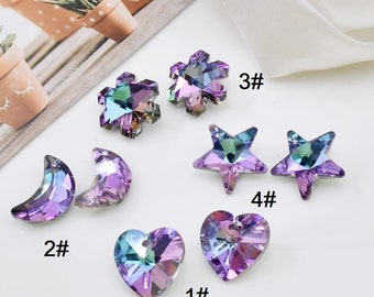 10pcs / lot verre diamant brillant coeur lune étoile style DIY bijoux faits à la main boucles d’oreilles collier pendentif fourniture