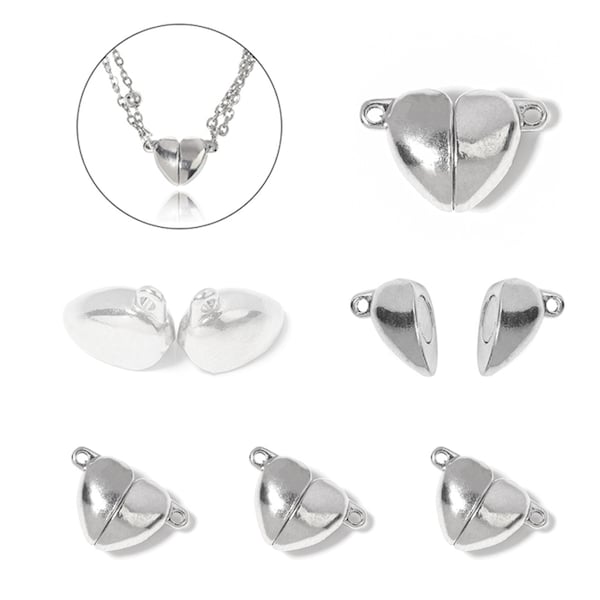 10 paires / lot Love Heart Magnet Buckle Strong Magnetic Fermoirs Collier Bracelet Boucle Connecteurs End Caps DIY Fabrication de bijoux
