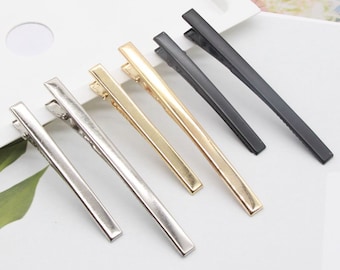 20 PCS 0.6cm x 6cm,0.62cm x 8cm Silver/gold/black Metal Flat top Hair Clips , Blank Barrettes, alligator clip (210-120)