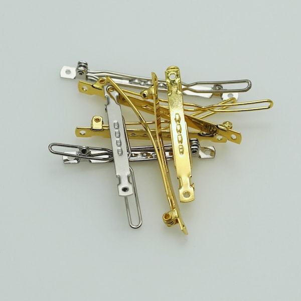 20 pièces 3.5cm,4cm,5cm,6cm,8cm or / Rhodium Metal long Hair Clips, Barrettes vierges, pince alligator (210-82)