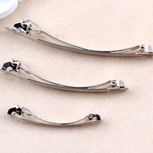 10 PCS 60-100mm High quality french barrettes, Silver Curved top Metal,Hair Barrettes,Blank Barrettes,Baby Clips 1-86 image 4