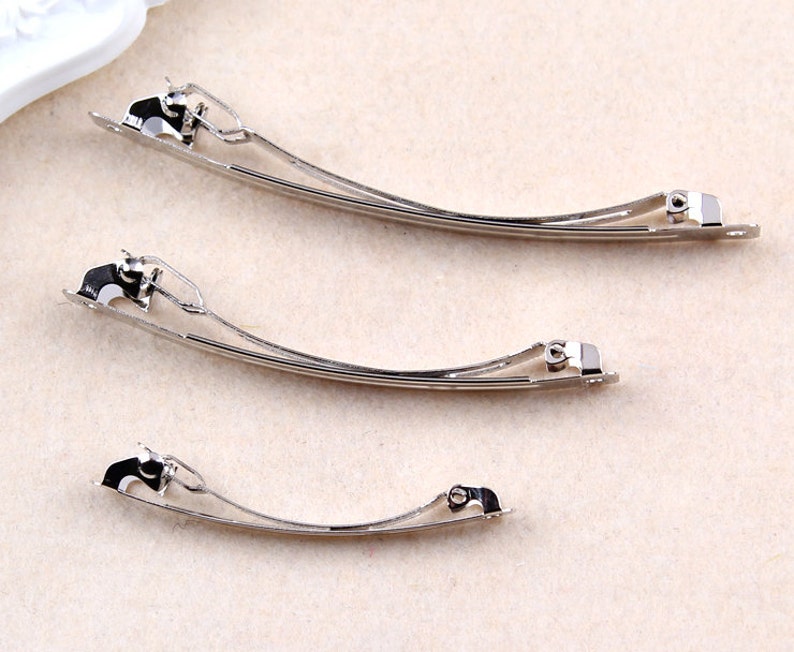 10 PCS 60-100mm High quality french barrettes, Silver Curved top Metal,Hair Barrettes,Blank Barrettes,Baby Clips 1-86 image 4