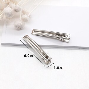 10-100Pcs/lot gold/silver/black Hair Clips Fashion square Hairpin Blank Base for Diy Jewelry Making Pearl Hair Clip Setting craft supplies silver 1cm x 6cm