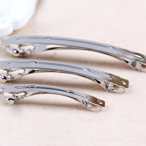 10 PCS 60-100mm High quality french barrettes, Silver Curved top Metal,Hair Barrettes,Blank Barrettes,Baby Clips 1-86 image 6