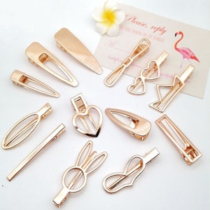 20Pcs/lot Metal hollow duck beak clip square clip pearl hairpin diy hair accessories